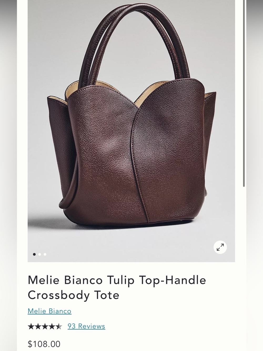 Anthropologie Melie Bianco Small Tulip Top-Handle Tote Bag
